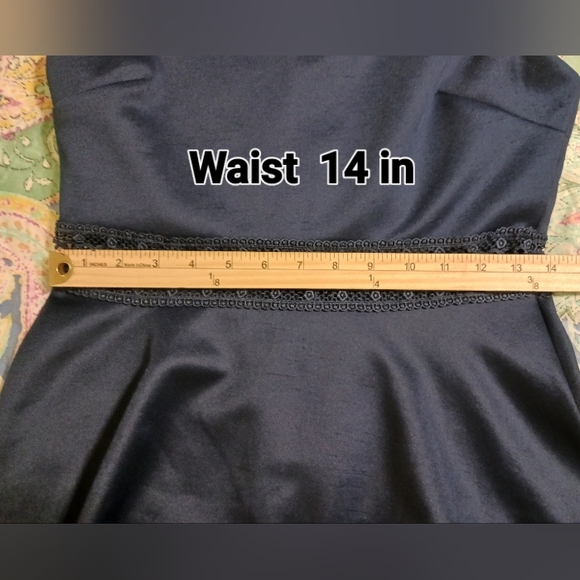 Sequin Hearts NWT Junior's Size 7 Blue Sleeveless Lace Waist Scallop Hem Dress - Picture 13 of 14